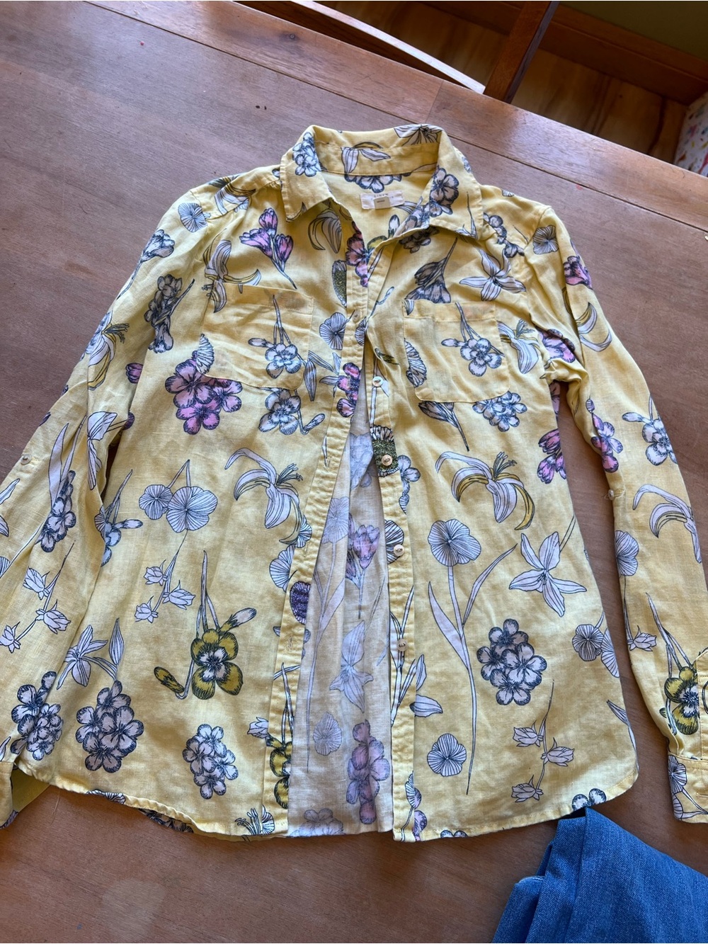 Charter Club Yellow Floral Button-Down Shirt